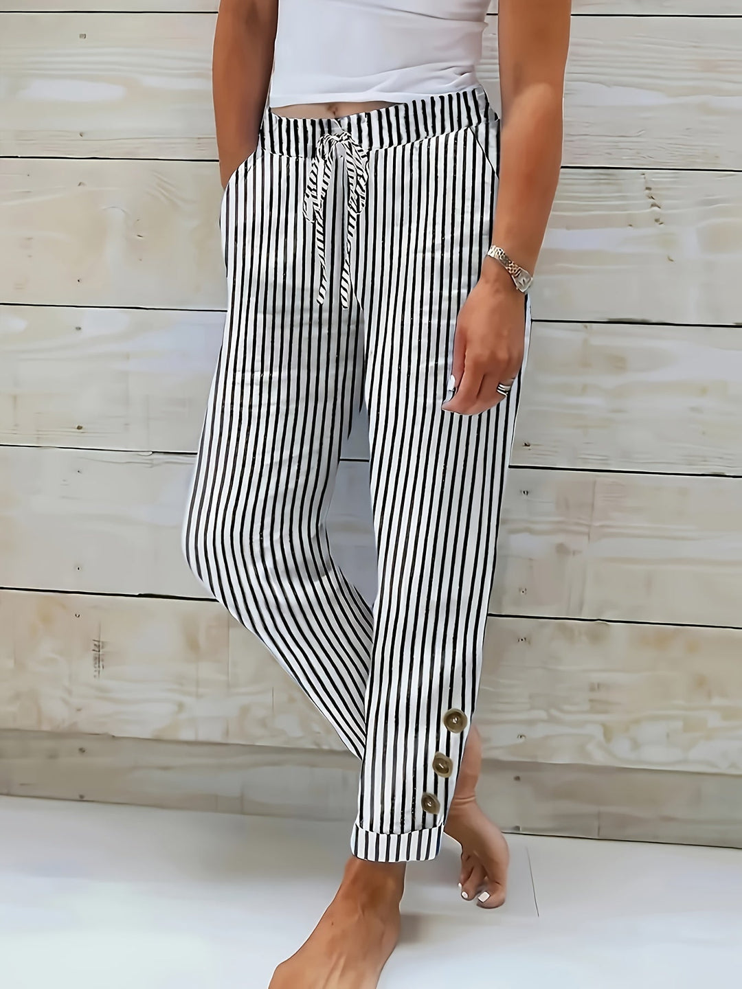 ™Raquelle - Pantalon Rayé Quotidien
