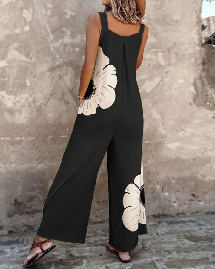 ™Jumpsuit sans manches à motif floral élégant