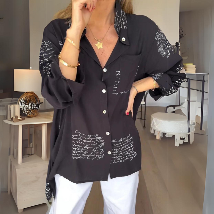 ™Callista - Chemise à Boutons Écriture Manuscrite