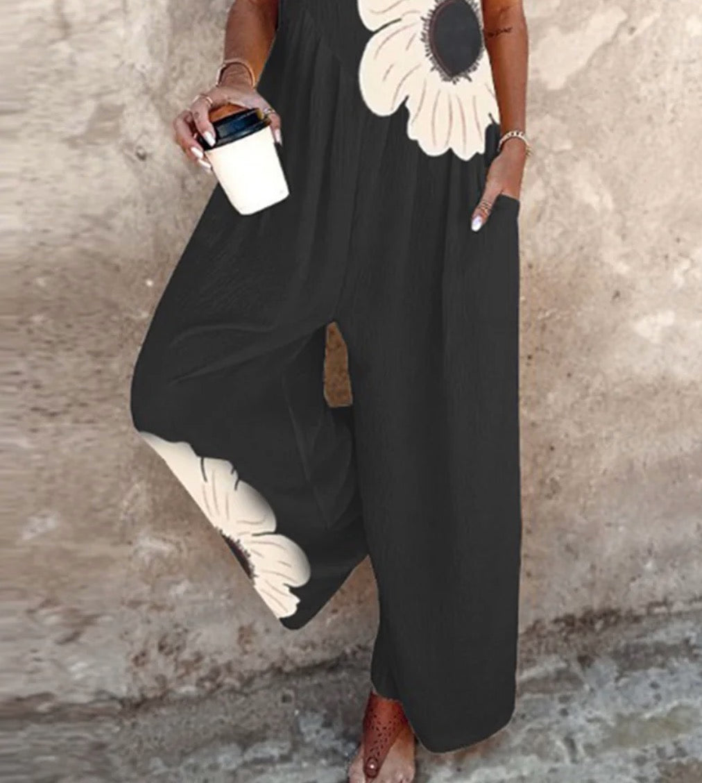 ™Jumpsuit sans manches à motif floral élégant