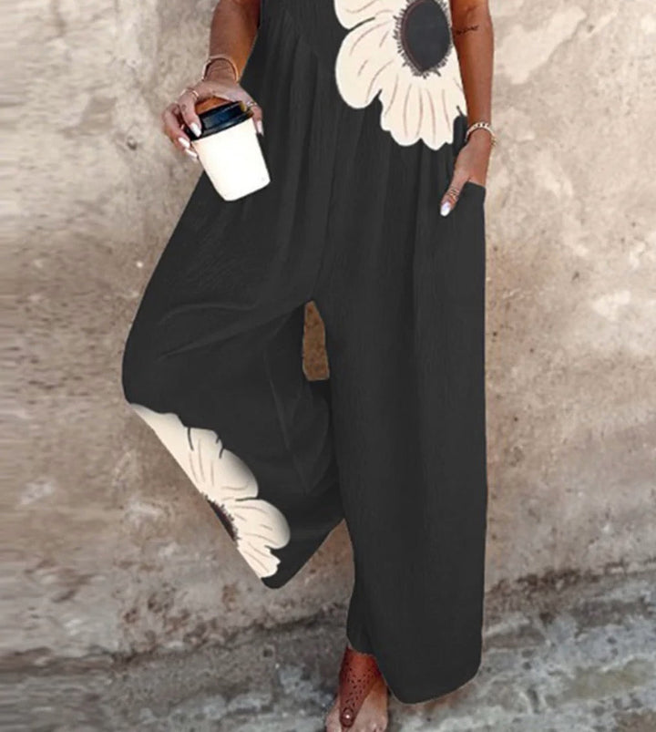 ™Jumpsuit sans manches à motif floral élégant