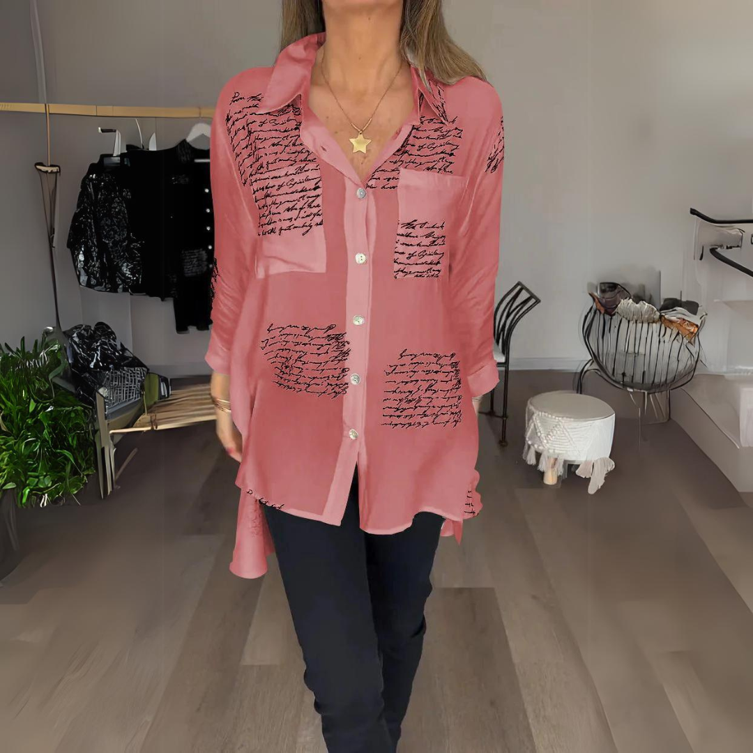 ™Callista - Chemise à Boutons Écriture Manuscrite