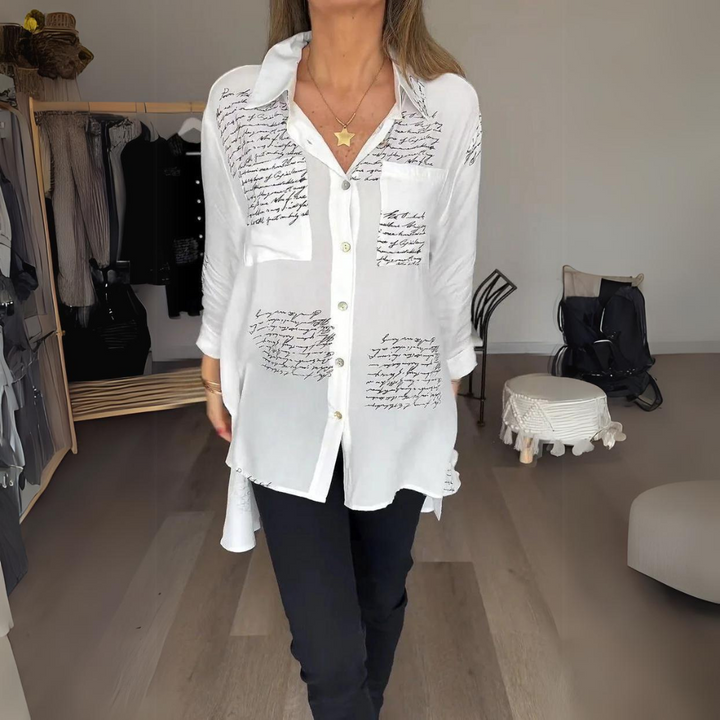 ™Callista - Chemise à Boutons Écriture Manuscrite