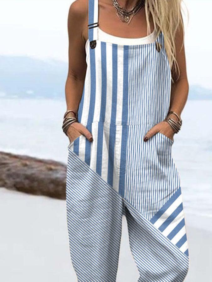 ™Salopette Sans Manches Rayée Bleue