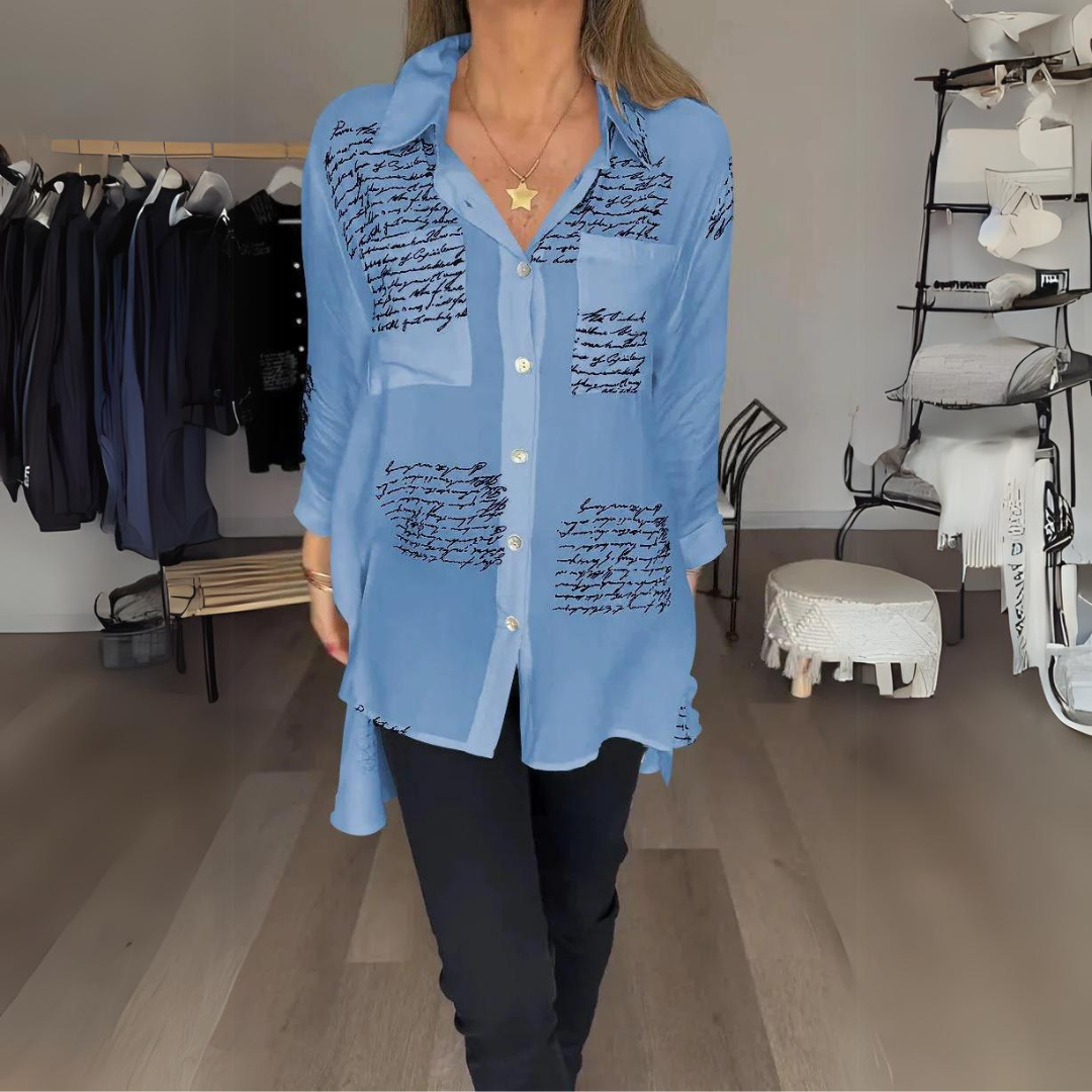 ™Callista - Chemise à Boutons Écriture Manuscrite