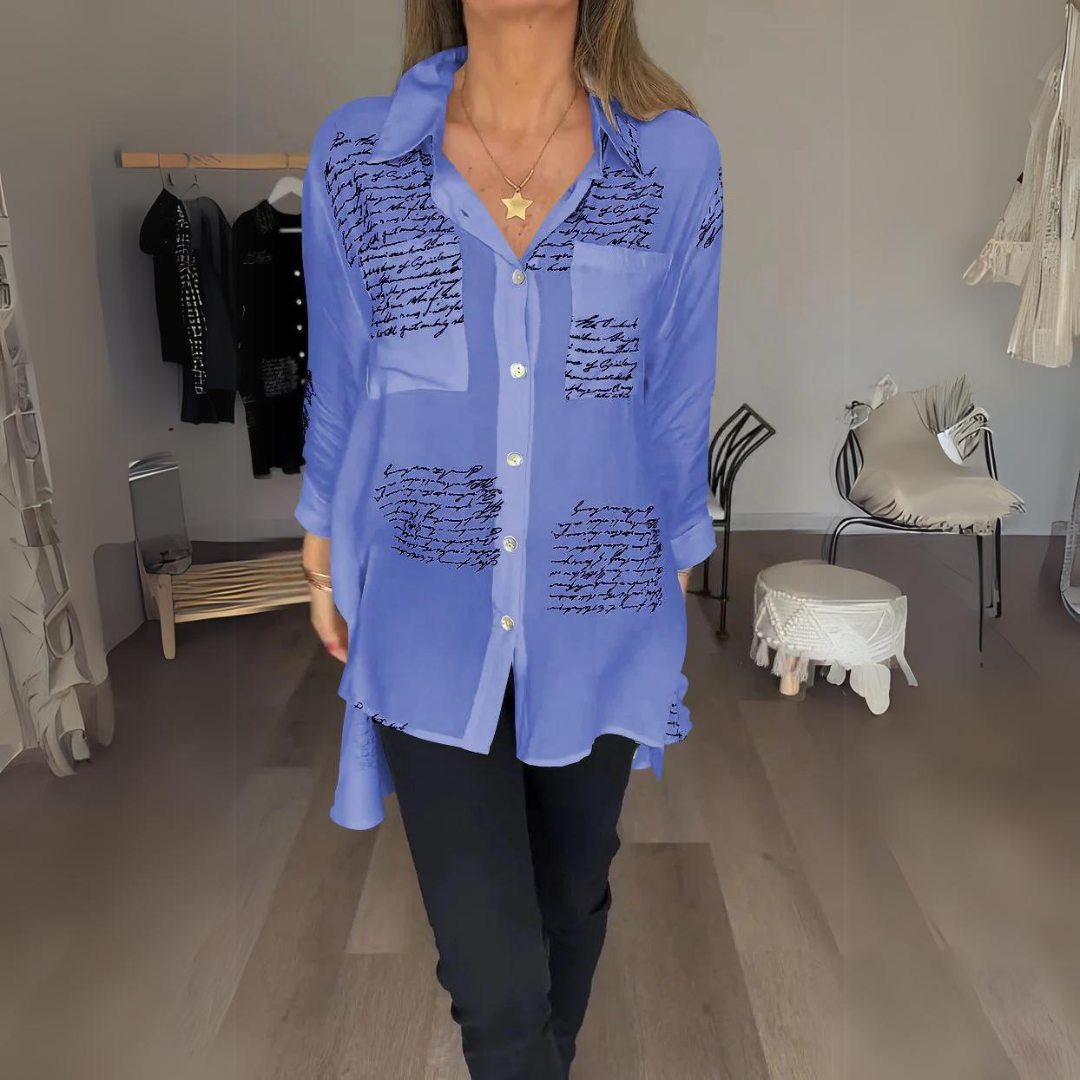 ™Callista - Chemise à Boutons Écriture Manuscrite
