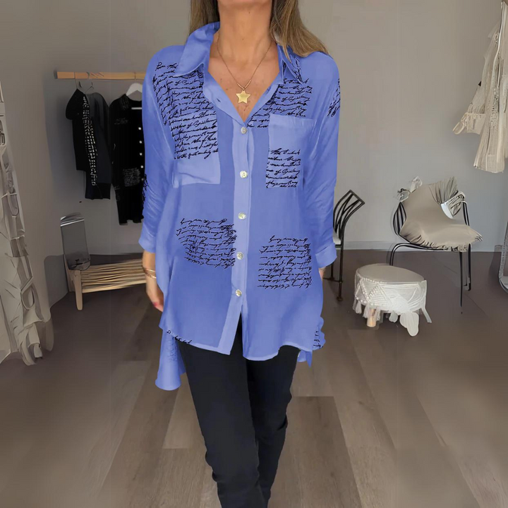 ™Callista - Chemise à Boutons Écriture Manuscrite