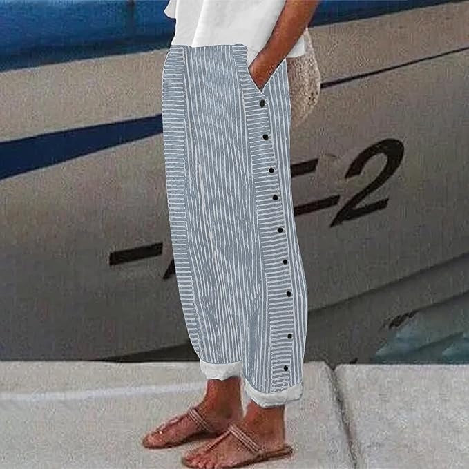 ™Sera - Pantalon à Boutons Rayés