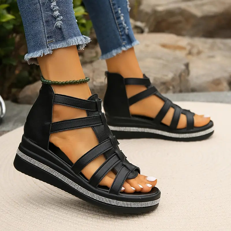 ™Chloe - Sandales à Talons Compensés Élégantes