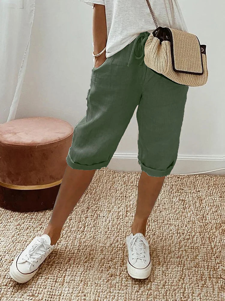 ™EMMA - Pantalon Femme en Coton-Lin