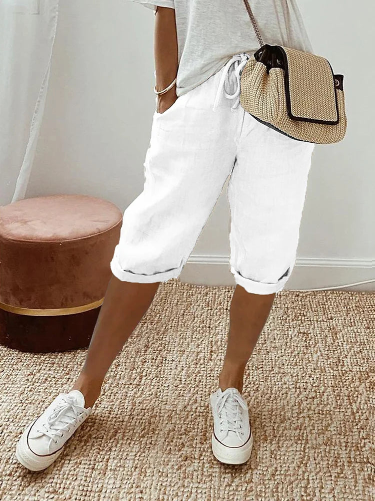 ™EMMA - Pantalon Femme en Coton-Lin