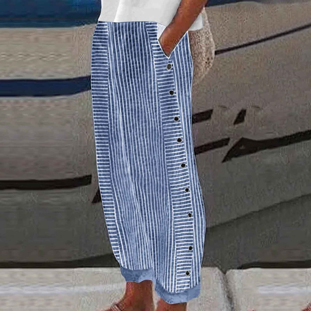 ™Sera - Pantalon à Boutons Rayés