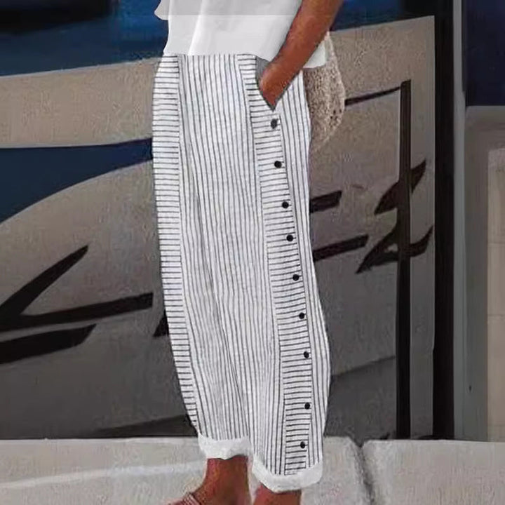™Sera - Pantalon à Boutons Rayés