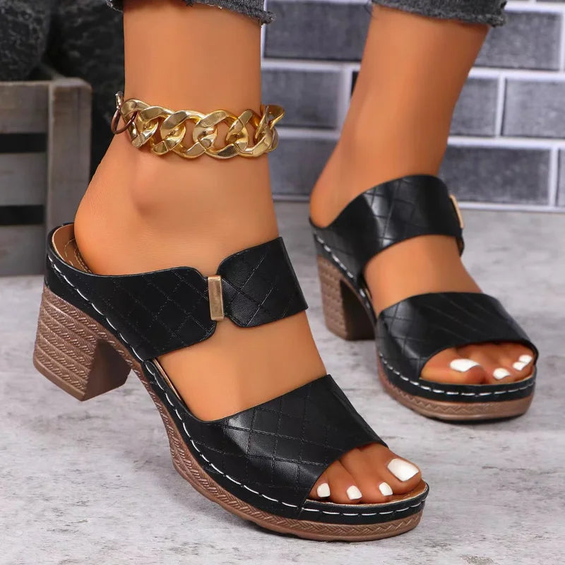 ™Shara - Sandales à Talon Bloc Polyvalentes