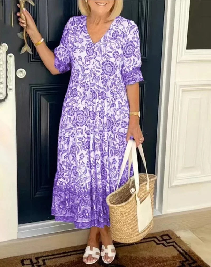 ™ARIA - Élégante Robe Fleurie à Col V