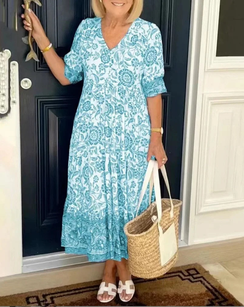 ™ARIA - Élégante Robe Fleurie à Col V