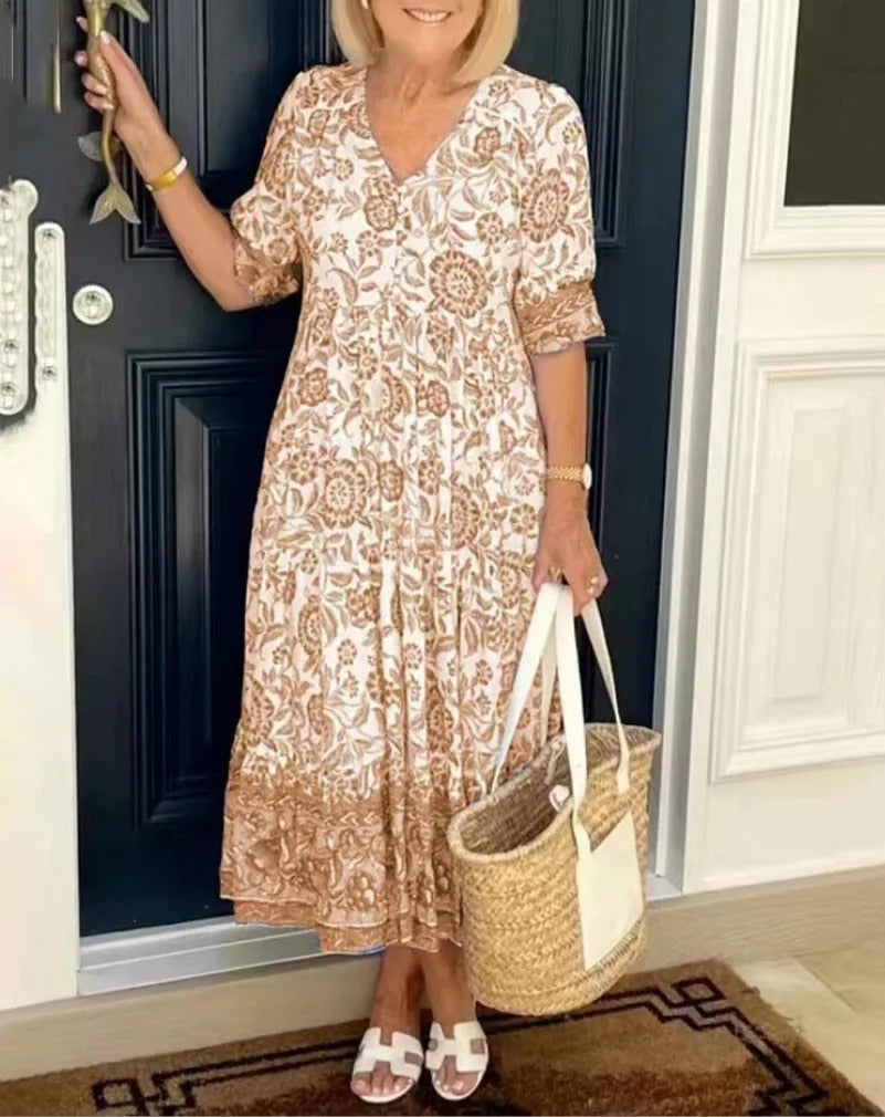™ARIA - Élégante Robe Fleurie à Col V