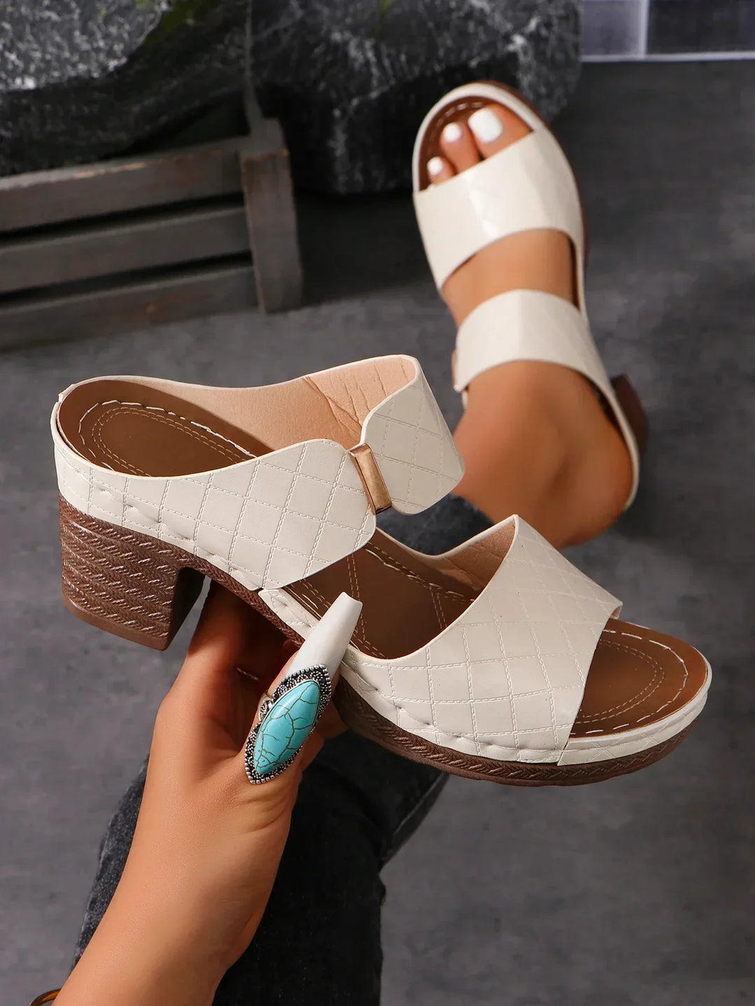 ™Shara - Sandales à Talon Bloc Polyvalentes