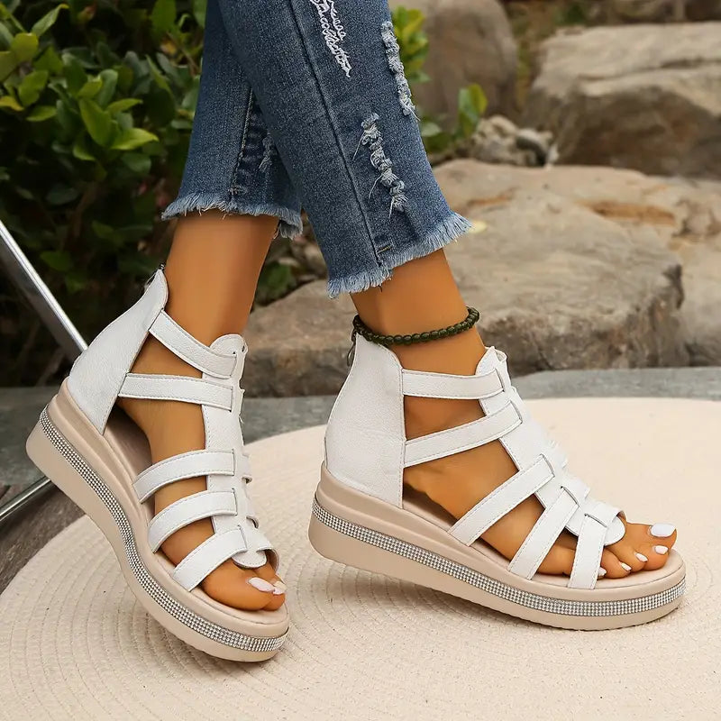 ™Chloe - Sandales à Talons Compensés Élégantes