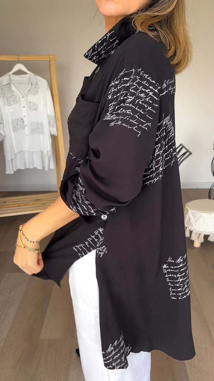 ™Callista - Chemise à Boutons Écriture Manuscrite