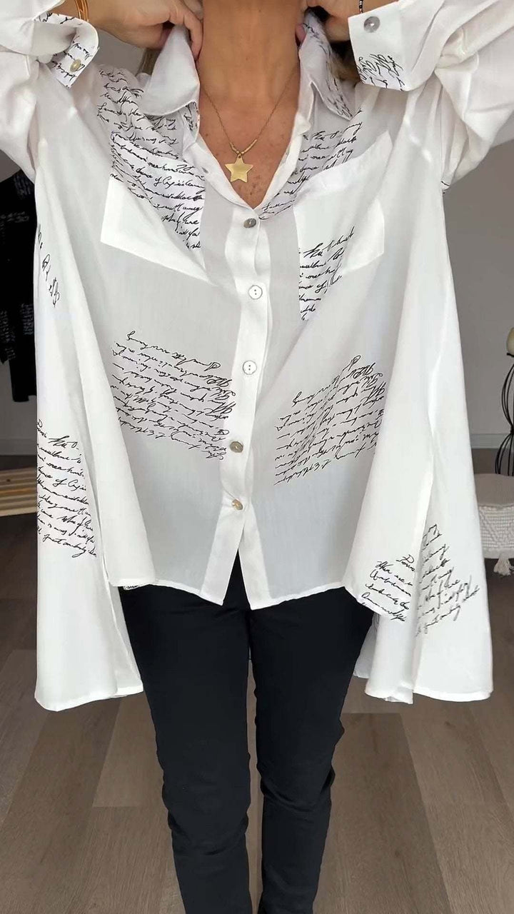 ™Callista - Chemise à Boutons Écriture Manuscrite