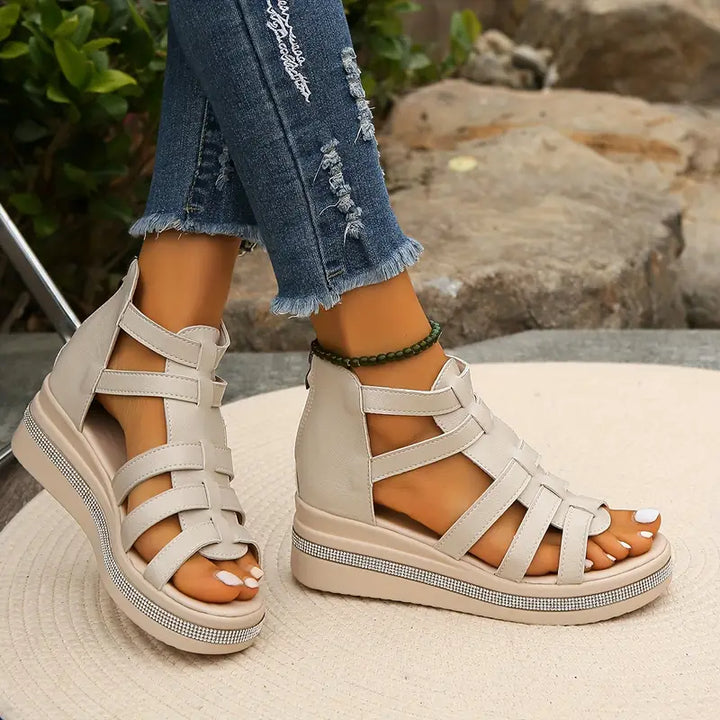 ™Chloe - Sandales à Talons Compensés Élégantes